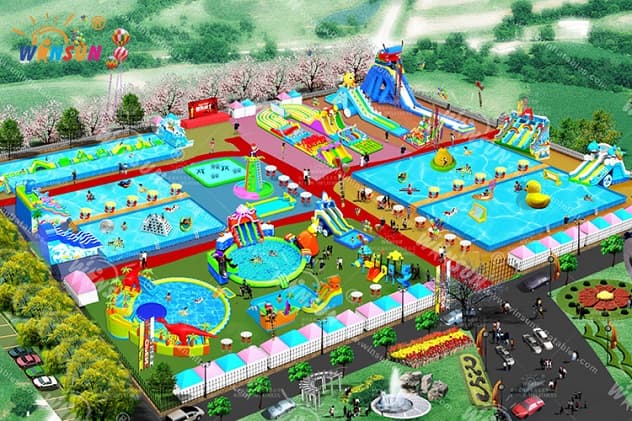giant outdoor water park on land
