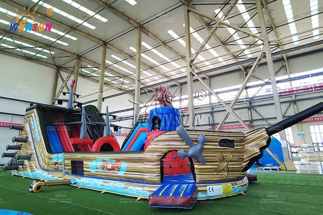 pirate bounce house with slide playground