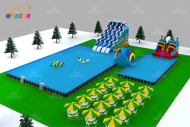 large inflatable water park